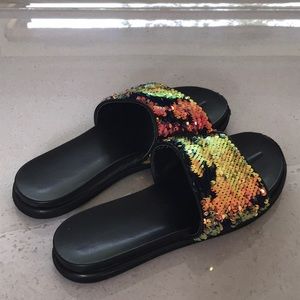 Reversible sequin shoes